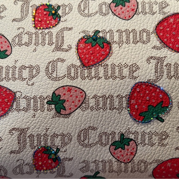 Custom rhinestone Juicy Couture Strawberry Print Satchel NWTS - Picture 3 of 9